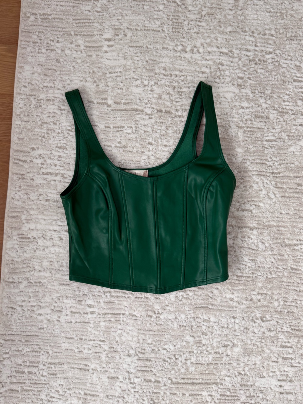 Lilla P Deep Green Faux-Leather Crop Top - Women Shorts
